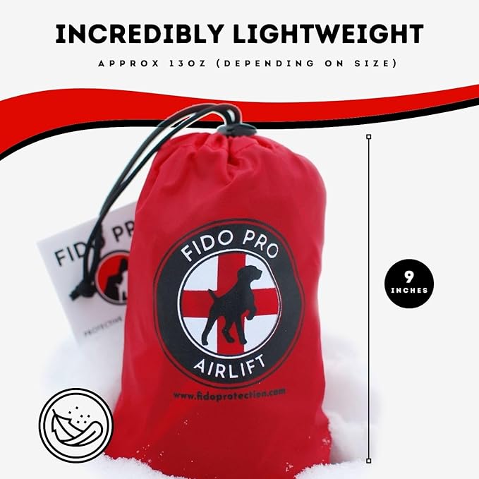 Fido Pro Airlift Emergency Dog Rescue Sling - Lightweight, Packable Dog Sling for Extra Large Dogs with 8-Point Support System for Safe Transport - Ideal for Hiking, Skiing - Fits Dogs 70-160 lbs