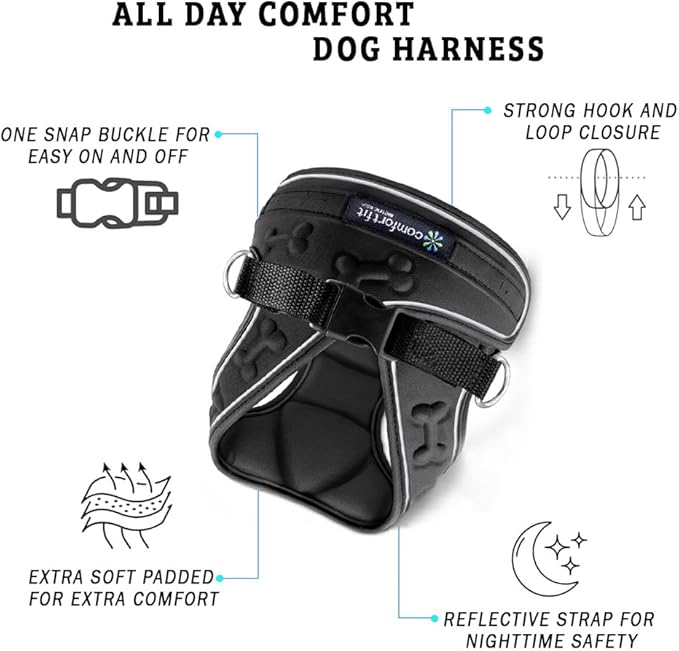 Comfort Fit Dog Harness – Adjustable No-Pull Vest for Small, Medium & Large Dogs – Soft Padded Step-in Design for Easy Control – Ideal for Walking, Running & Training – All-Weather Premium Dog Vest