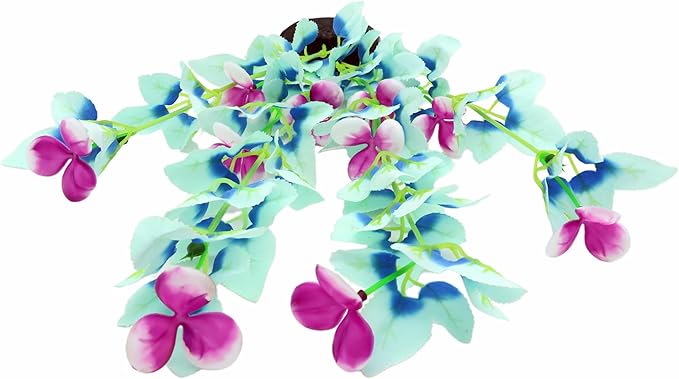 16 Inch Aquarium Fish Tank Plant Betta Fish Tank Decor,2 Pack Silk Aquarium Plants for Aquarium Decoration (White-Blue)