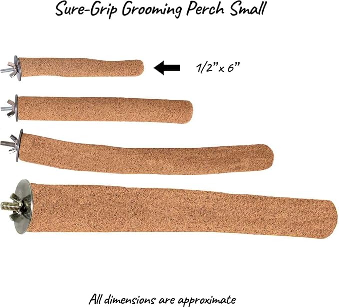 Super Bird Creations SB1151 Sure-Grip Grooming Perch Small, Small Bird Size - Enriches Beak and Foot Health - Ideal for Parrotlets Parakeets Finch Canary - Small Bird Size, 1/2" diam x 6" (Small)
