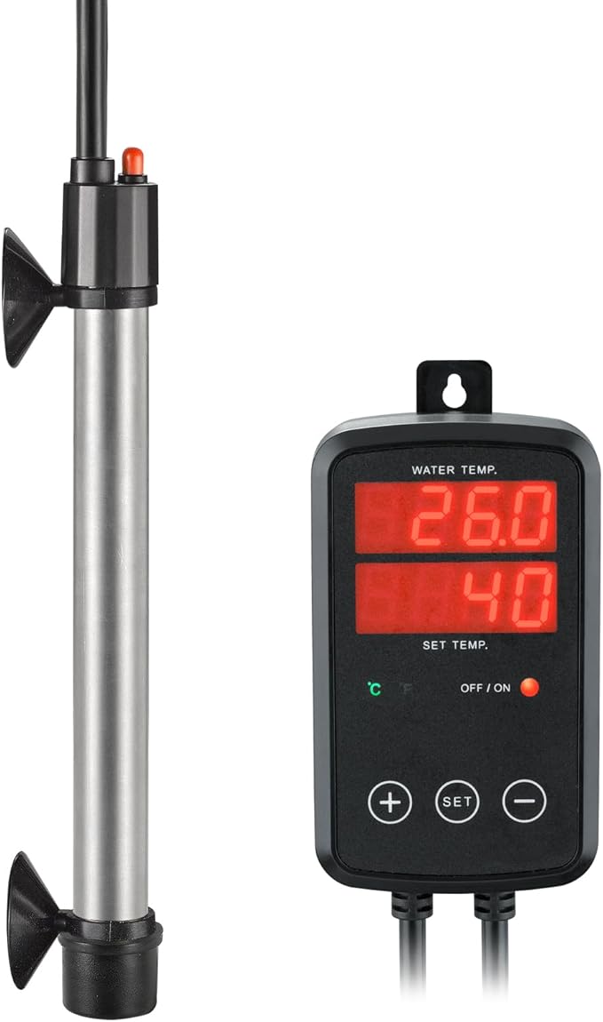 Titanium Aquarium Heater 500W, Submersible Fish Tank Heater with Digital Display Temperature Controller, 0℃-40℃ Adjustable, Fast Heating for 65 ~ 95 Gal Saltwater Freshwater Fish Tank, MX-9016(500W)