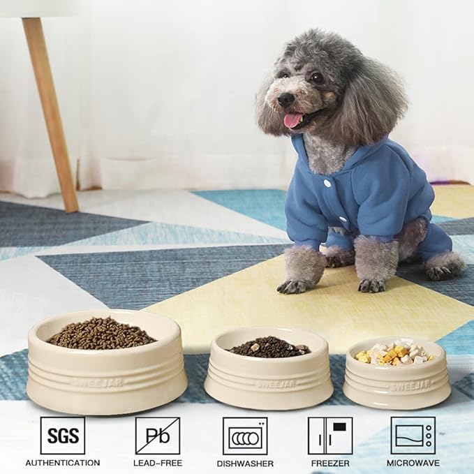 Sweejar Gradient Dog Bowl, Ceramic Dog Food Dish for Large Dogs and Large Cat, Porcelain Pet Bowl for Food and Water 32 oz (Beige)