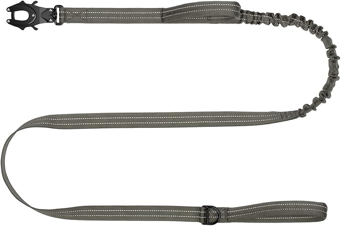 ICEFANG Tactical Dog Leash,K9 Training Walking Bungee Lead with 2 Control Handle,Heavy Duty Quick Release Metal Clasp,for Medium Large Breed (Reflective Green, 6 FT)