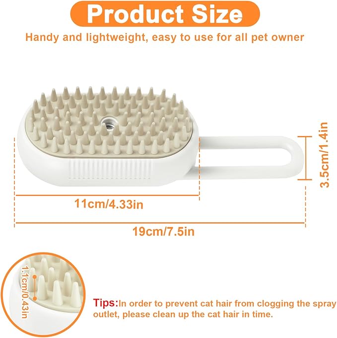 Nepfaivy Cat Steam Brush for Shedding - Steam Cat Brush for Indoor Cats, Rechargeable Steaming Pet Mist Water Steamer for Indoor Kitten, Pet Spray Hair Removal Comb for Massage, Spritz Defur Comb