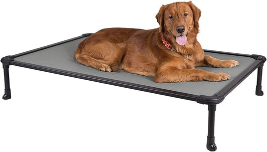 Veehoo Chew Proof Elevated Dog Bed - Cooling Raised Pet Cot - Rustless Aluminum Frame and Durable Textilene Mesh, Unique Designed No-Slip Feet for Indoor or Outdoor Use, Grey, X-Large, CWC2002