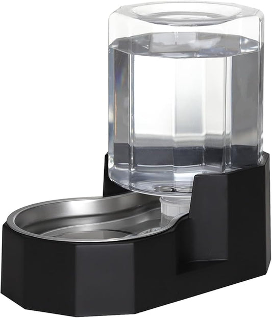 Sfozstra Gravity Water Bowl Dispenser : Automatic 5L Black Cat Stainless Steel Feeder Without Filters for Pets Indoor/Outdoor by Owners
