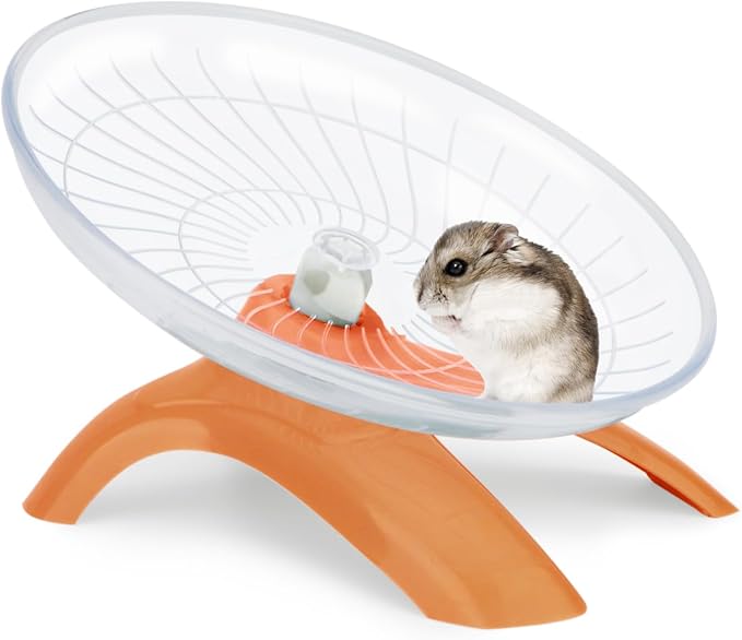 Hamster Wheel Silent Hamster Exercise Wheel Running Spinner Hamster Flying Saucer for Hamsters Gerbils Mice and Other Small Pets (Orange)
