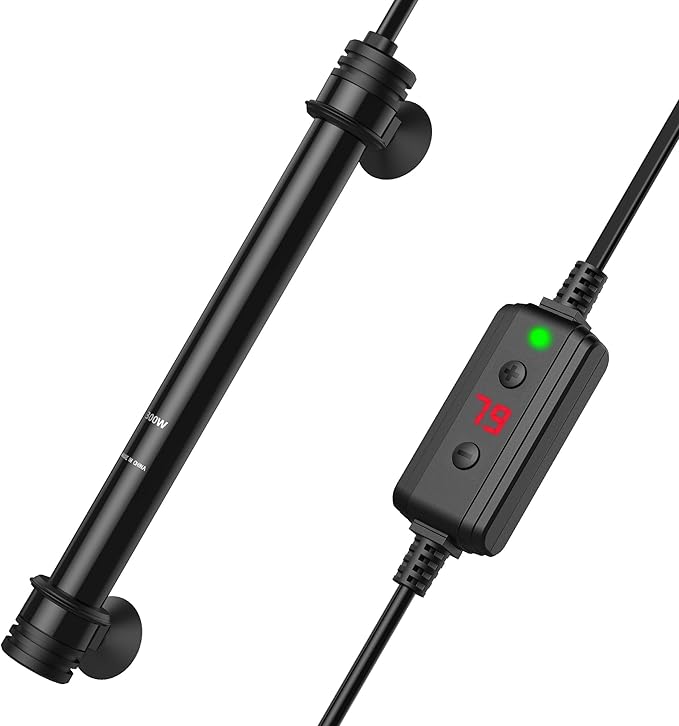 NICREW 300W Aquarium Heater with Temperature Adjustable Controller & Dual Sensors, 50-80 Gallon Submersible Fish Tank Heater, Overheat Protection