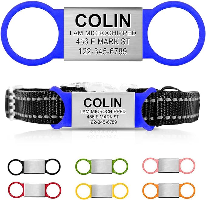 Personalized Dog ID - Engraved Dog Name Tag - Slide On Cat ID - Silent Customized Pet ID Tags for Small, Medium, Large Dogs & Cats