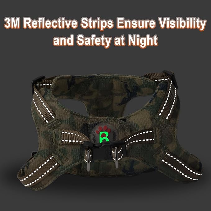 Dog Harness Step in Dog Vest Harness, Reflective Adjustable Puppy No Pull Harness Breathable Soft for Small and Medium Dogs Cats, Camo, XS