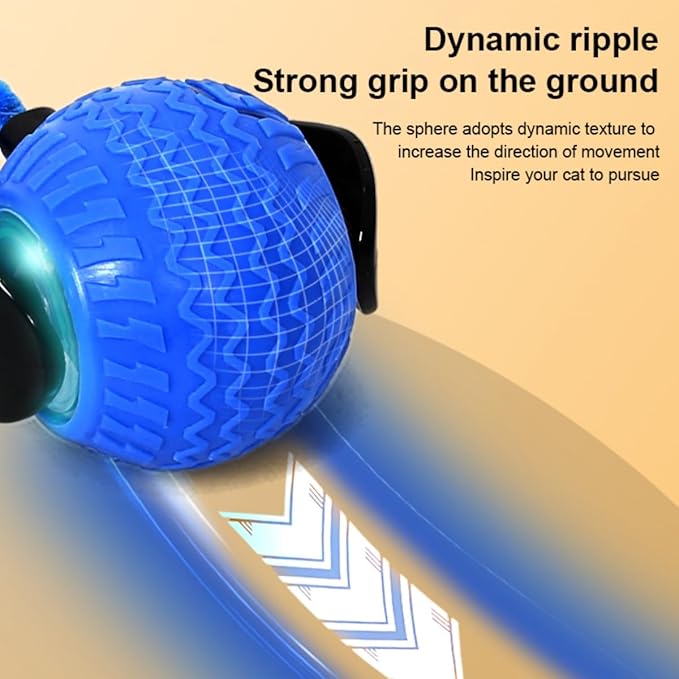 Interactive Cat Ball Cat Toys with 3 Model Smart Pet Toy Balls Rolling Ball with Tail for Bored Indoor Cats (Blue)