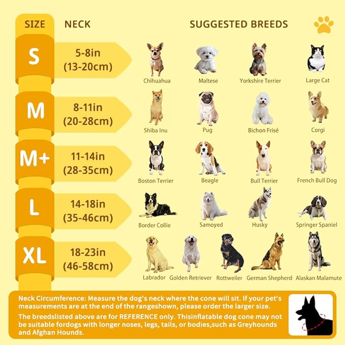 Soft Dog Cone Collar with Anti-Lick Shield, Inflatable Donut Cones Alternative After Surgery for Large/Medium/Small Dogs to Stop Licking, Elizabethan Neck Ecollars of Shame, Comfy Pillow E Recovery