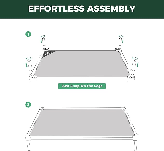 FXW TitanNest Chew-Proof Elevated Dog Bed, Raised Cot for Indoor/Outdoor/Camping Use, Durable & Waterproof Cooling Pet Bed for Small Dogs, 36.0" L x 24.0" W x 4.5" H, Black