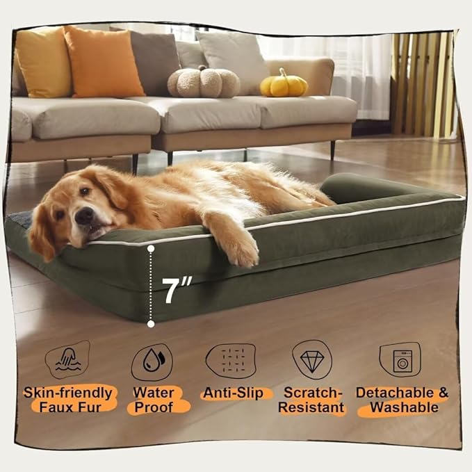 Small Dog Bed Orthopedic Washable Cat Bed Memory Foam Couch Sofa Comfy Pet Beds with Waterproof Removable Cover & Non-Slip Bottom