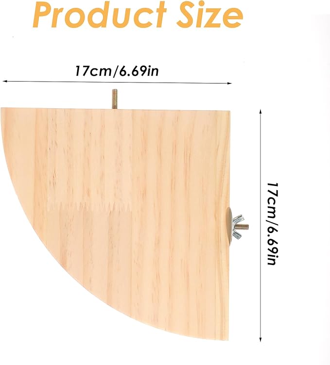 Bird Perch Platform Stand Wooden Parrot Perch Corner 6.7 Inches Fan Shape Playground Cage Accessories Parrot Stand Flat Perches for Bird Cages Corner Shelf for Birds Parrots Hamster Gerbil