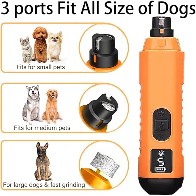 Dog Nail Grinder 5-Speed Upgrade - Professional Rechargeable pet Nail Trimmer with 2 LED Lights Ultra Quiet and Low Vibration Providing Painless Beauty for Large Medium and Small Dogs and Cats