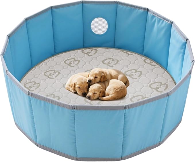 FXW Washable Pee Pads for Dogs, Puppy Pads with Super Absorbent, Specifically Designed for Whelping Box, 39" Round, Khaki, 2 Packs