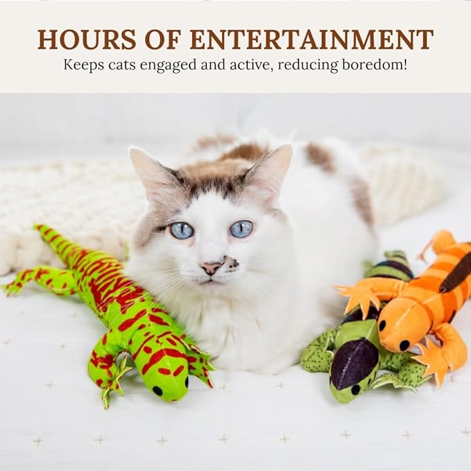 Cat Toy Snake Lizard Catnip Toys Chew Bite Resistant Toys for Indoor Cats Boredom Relief Teeth Cleaning Interactive Funny Cute Kitten Cat Lover Gifts Set of 6 Realistic Hunt Prey Activity Games