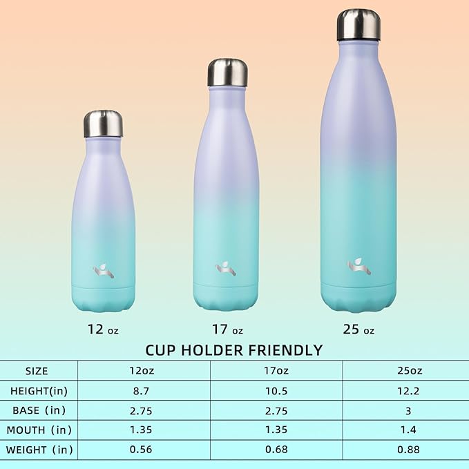 Insulated Water Bottles,17 oz Double Wall Stainless Steel Vacumm Metal Flask for Sports Travel,Lavender Green