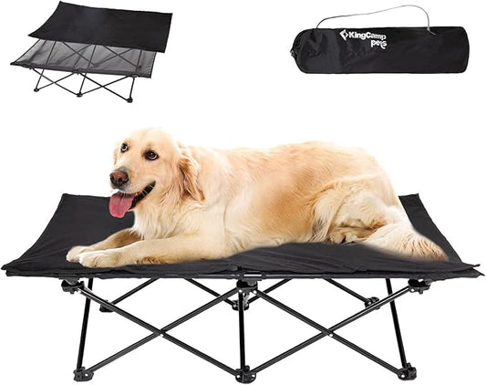 KingCamp Elevated Dog Bed for Large Dogs, Outdoor Raised Cooling Pet Cot Bed with Washable Breathable Mesh & No-Slip Feet Perfect for Camping, Backyard, Indoor Use (Large, Black)