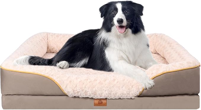 Washable Orthopedic Dog Bed for Medium Dogs, Waterproof Dog Bed with Bolster, Big Couch Sofa with Removable Cover & Non-Slip Bottom