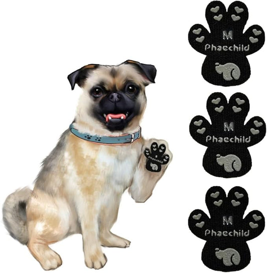 Dog Paw Pads Anti-Slip Grips,Dog Paw Protectors for Senior Dogs on Hot Pavement,Provides Traction to Keep Them from Slipping on Smooth Floors 20 sets-80 Pads Black M