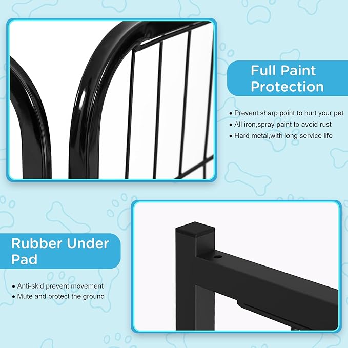 BestPet Dog Playpen Indoor 32 inch 12 Panels Metal Dog Pen Pet Dog Fence Outdoor Exercise Pen with Doors,Pet Puppy Playpen for RV Camping Yard, Black