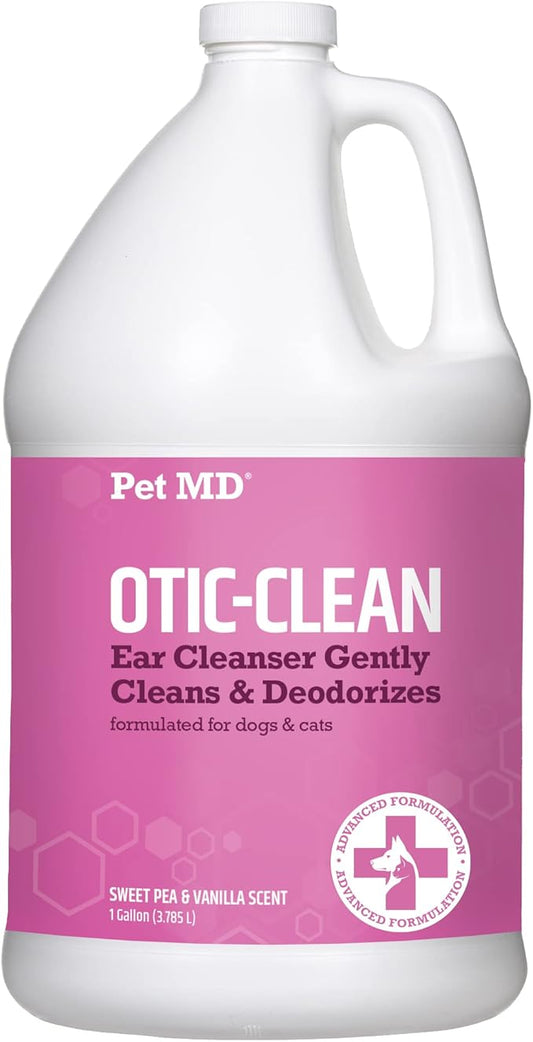 Pet MD Otic-Clean Dog Ear Cleaner - Veterinarian-Formulated Otic Ear Solution for Dogs & Cats - Pet Ear Cleaner for Itch, Odor, & Wax Buildup - Deodorizing Cat Ear Cleaner Solution - 1 Gallon