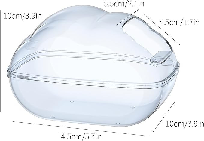 BUCATSTATE Hamster Sand Bath Container Transparent Hamster Dust Bath Kit Dwarf Toilet with Scoop Set Cage Accessories for Small Animals, Gerbil, Syrian Hamster, Mouse (Blue, Medium)