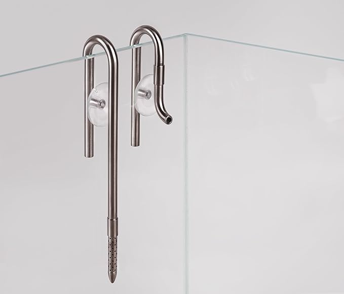 LANDEN 304 Stainless Steel Lily Pipes with Clamps for Rimless Glass Aquarium, Inflow and Outflow Set (Pipe Diameter 6mm)