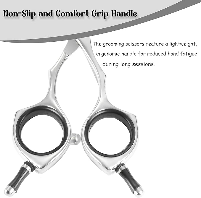 Dog Grooming Scissors 5'' Small Curved Pet Shears Super Light Professional 440C Stainless Steel Pet Shears for Trimming Face and Paws Nose Ear Easy Use.