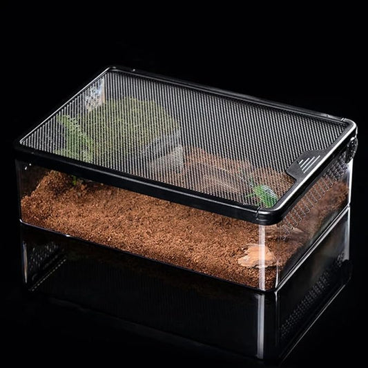 Reptile Feeding Box Snake cage Clear Terrarium for Snake Geckos Frog Lizards Chameleons Serpents Snake Scorpion Snail Insect Hermit Crab Isopods Reptiles Enclosure (12.6x8.6x3.9inch)