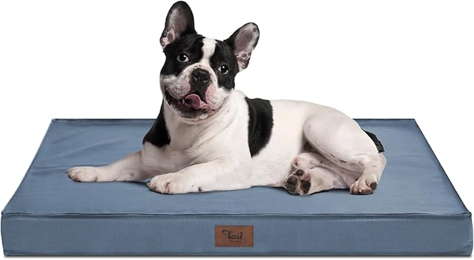 Medium Dog Bed for Medium/Small Dogs, Orthopedic Dog Beds with Removable Washable Waterproof Cover, Egg Crate Foam Pet Bed Mat, Blue