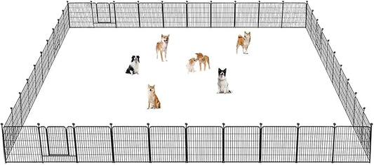 Dog Playpen 32 inch 40 Panels Indoor Outdoor Dog Pen for Medium/Small Dogs Heavy Duty Metal Dog Fence Outdoor for Yard, Puppy Playpen with Door Portable Pet Fence for RV Camping Yard