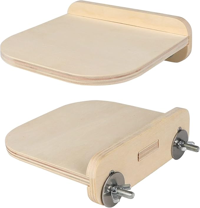 Chinchilla Wooden Platform Set, Chinchilla Cage Platform with Feeding Bowl, Small Animals Cage Accessories for Squirrel Gerbil Suger Glider Hamsters (3Pcs of Small Platform)