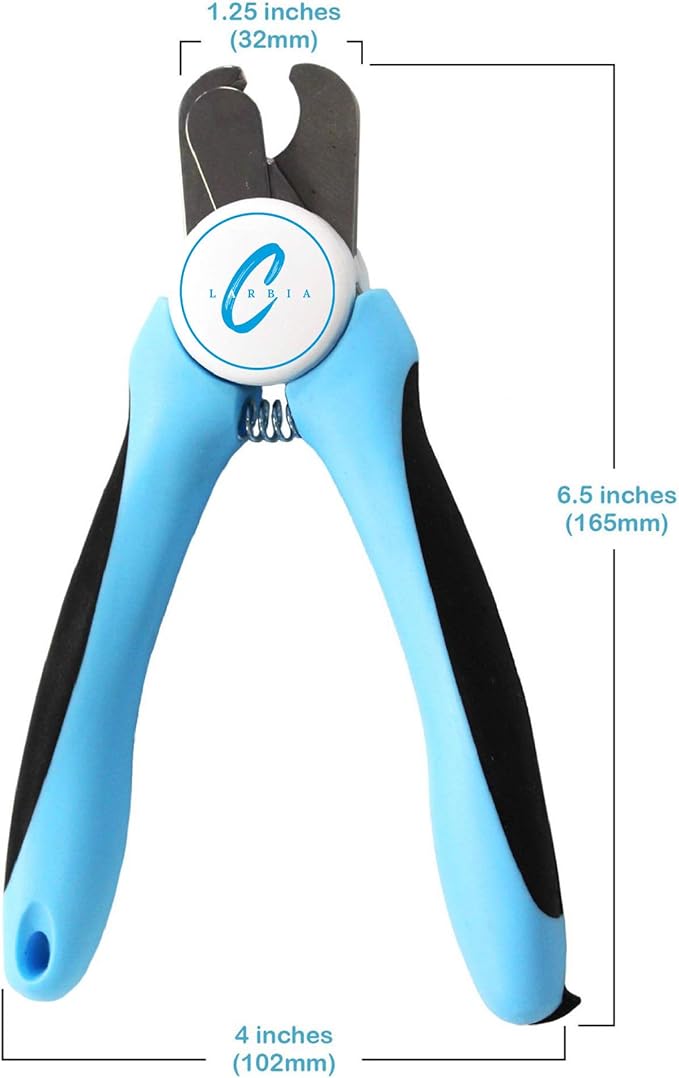 Pet Nail Clippers, Stainless Steel, Ergonomic Non Slip Design, Safe Home Pet Grooming for Cats and Dogs (Blue)