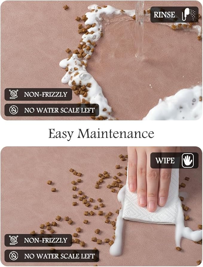 Pet Feeding Mat-Absorbent Dog Mat for Food and Water Bowl-No Stains Quick Dry Water Dispenser Mat-Dog Accessories Pet Supplies-Bowl for Messy Drinkers（Dusty Pink,17"x34"