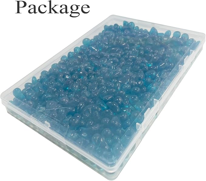 Glass Stones, 0.85LB/385g Aquarium Gravel Rocks, Blue Green Pebbles for Fish Tank, Sea Glass for Vase Filler Craft