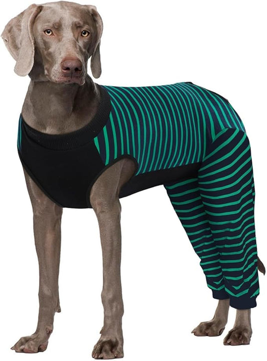 Kuoser Dog Recovery Suit, Anti Licking Dogs Rear Leg Sleeve, Abdominal Dog Surgical Suit with Pants Cover Protect Wounds, Dogs Elbow Protector Soft Pet Surgery Onesie Cone Alternative, Green 2XL