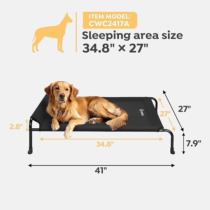 Veehoo Original Elevated Dog Bed - Outdoor Raised Dog Cot, One-Sided Raised Headboard Cooling Pet Bed, Non-Slip & Breathable, XL