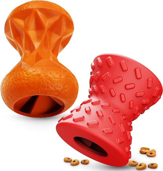 Dog Toys for Aggressive chewers, Indestructible Toy for Small Dogs Interactive Toy Dog chew Toys (Orange + Red)