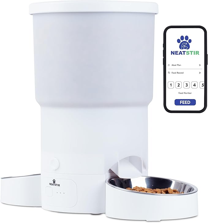 Automatic Cat Feeder for 2 Cats – Dual Food Dispenser with App Control, 5L Capacity (20 Cups), Smart Cat Food Dispenser for Multi Cats, Dual Pet Feeder with Stainless Steel Bowls and WiFi
