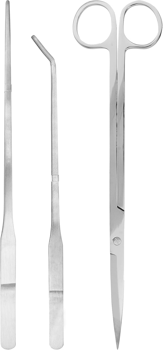 Mandala Crafts Stainless Steel Aquascaping Tools Kit – Aquarium Plant Tools with Tweezers and Scissors for Fish Tanks, Hospital Tanks, Goldfish Bowls, Aquariums, and Terrariums