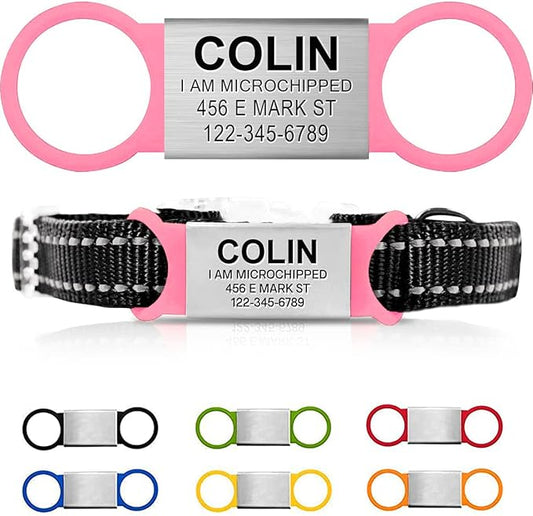 Personalized Dog Name Tag - No Noise - Engraved & Slide On - Custom Collar Tags for Small, Medium, Large Dogs & Cats
