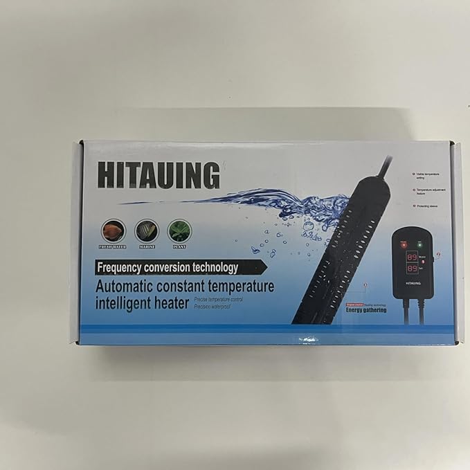 HiTauing Aquarium Heater, 300W Fish Tank Heater with LED Digital Display & 5 Safety Protection, Submersible Aquarium Heater with 2 Suction Cup and 8.2Ft Cord for 40-75 Gallon Fish Tank.
