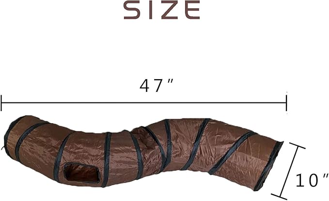 iCAGY Cat Tunnel for Indoor Cats Interactive, Rabbit Tunnel Toys, Pet Toys Play Tunnels for Cats Kittens Rabbits Puppies Crinkle Pop Up Brown 47" Shape S