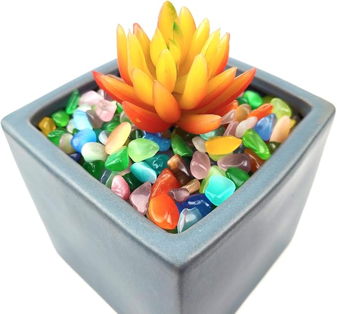 WAYBER 1 Lb/460g Colorful Pebbles Decorative Crystal Stones Sea Glass Opal Rocks Gravel Sand for Aquarium/Turtle Tank/Succulent Plants/Flowerpot/Vase Decoration (Fill 1 Cup)