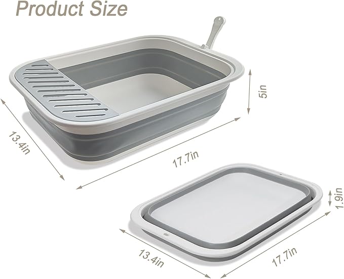 Collapsible Small Cat Litter Box for Kittens Open Potty Pan Travel Foldable Waterproof Shallow Anti-Splash Removable Semi-Enclosed Kitten Kitty Puppy Small Animals Senior Pet (Pink)