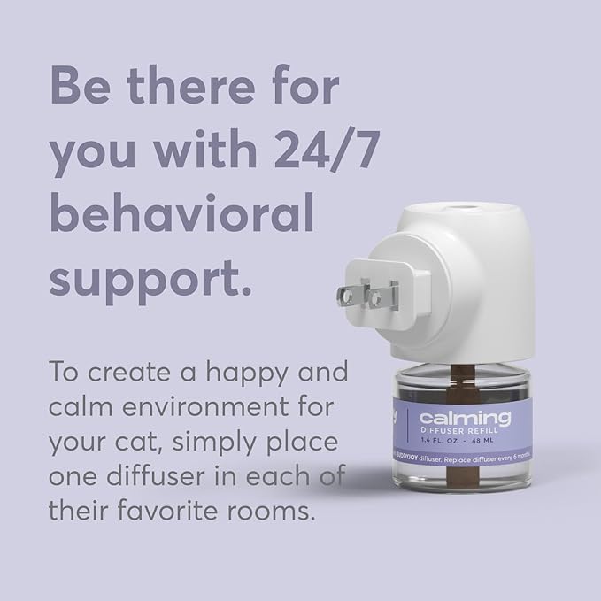 Cat Calming Diffuser Refills – Long-Lasting 30-Day Formula with Pheromones for Stress Relief, Relaxation, and Anxiety Reduction in Cats Easy to Use – (6 Refills)