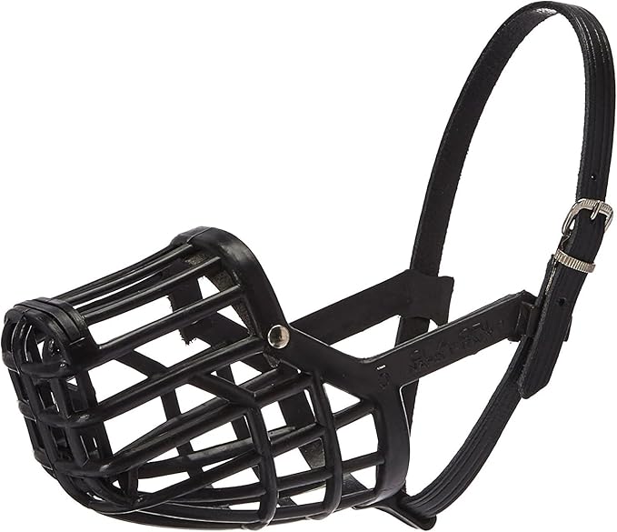 Leather Brothers Italian Basket Dog Muzzle, Adjustable Secure Fit, Comfortable Design, Training and Safety, Averts Biting, Prevents Chewing and Scavenging, Perfect for Grooming - Black, Size 9